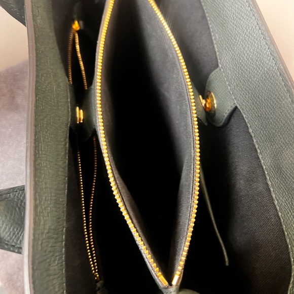 100% Authentic - New Burberry Sea Green Leather Check Fabric Medium Banner Tote - Picture 7 of 7